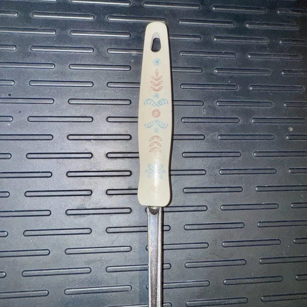 Vintage‎ EKCO Slotted Serving Spoon Stainless Steel Pink & Blue Floral